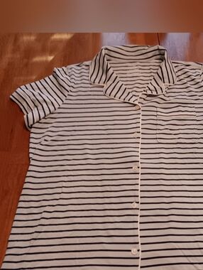 L.L. Bean Women's Large Pajama Set White/Navy Striped